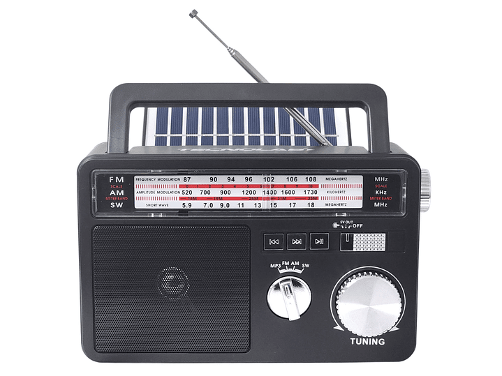 Radio Portátil Solar BT USB LED PowerSun TL637 Tecnolab 1