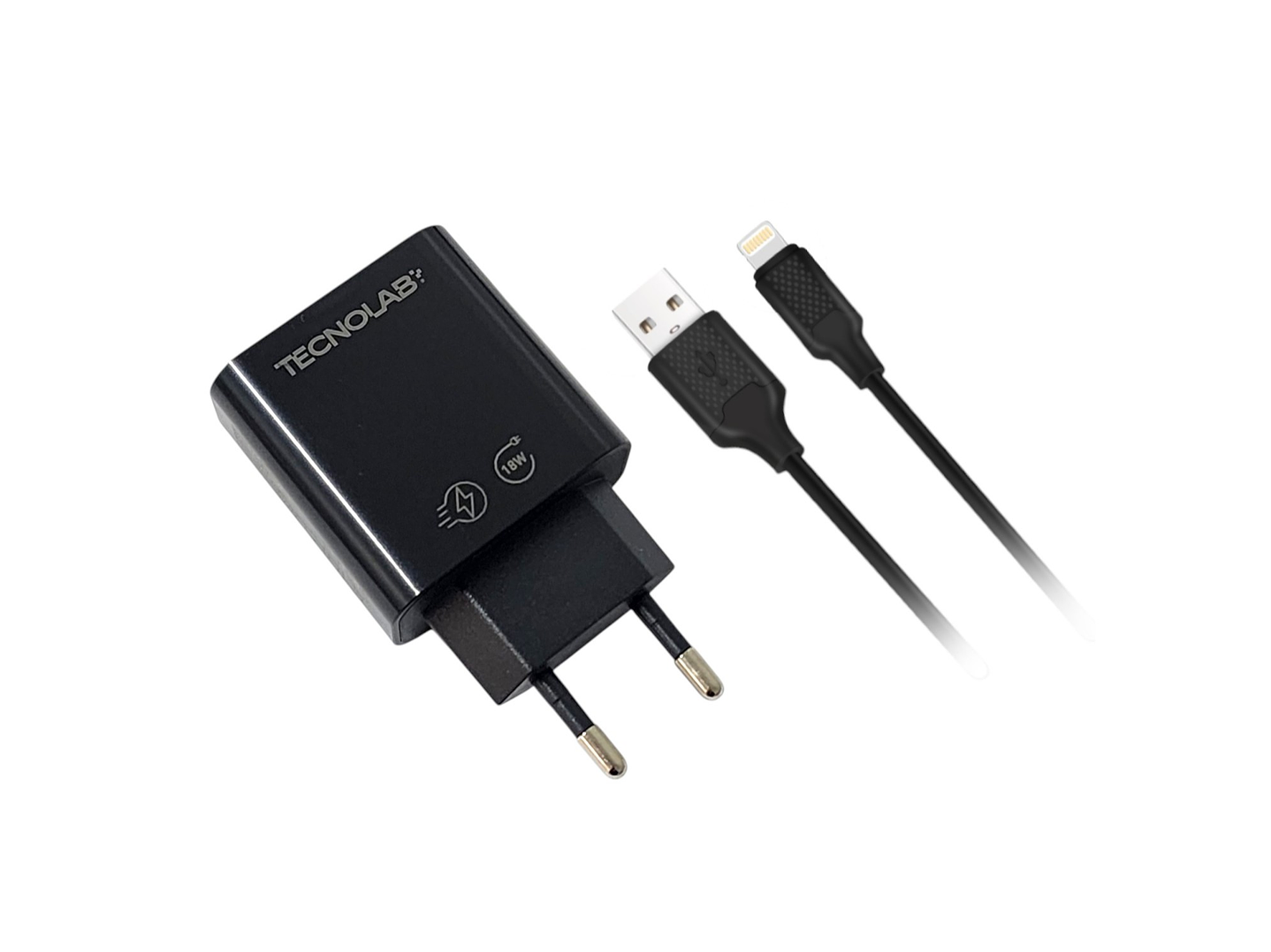 Cargador de Pared 18W QC + Cable USB a LTNG TL466BK Tecnolab 1