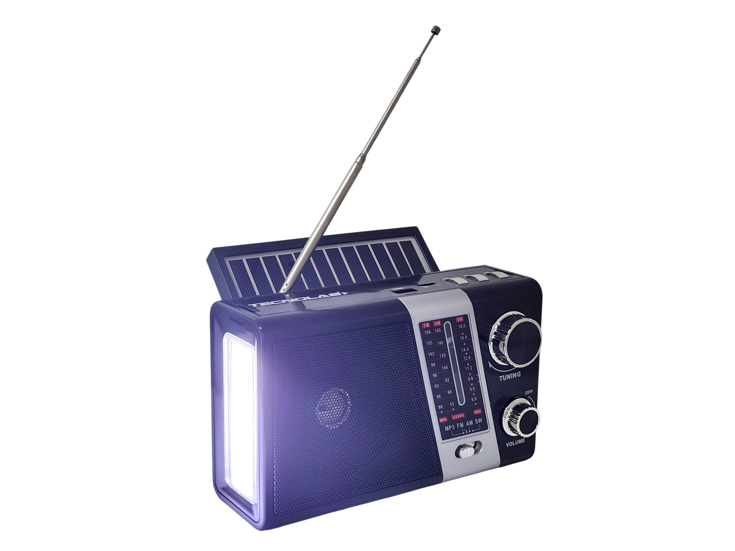 Radio Portátil AM FM SW Solar Band 3 LED USB TL635 Tecnolab 4