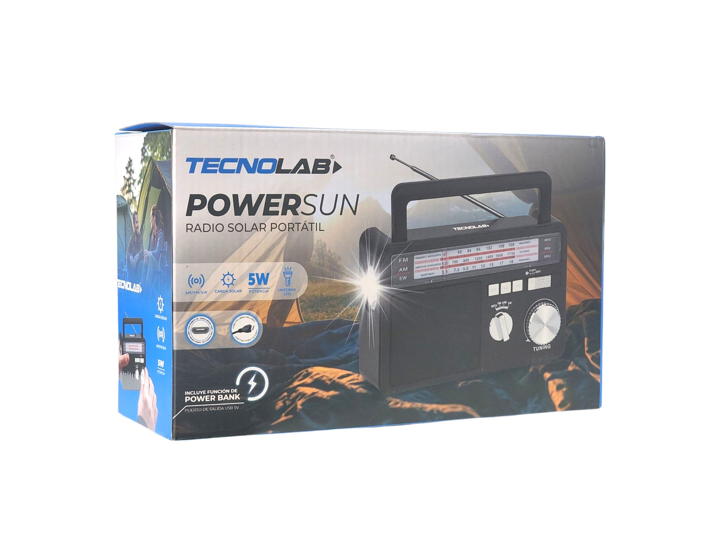 Radio Portátil Solar BT USB LED PowerSun TL637 Tecnolab 5