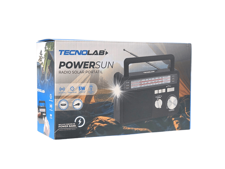 Radio Portátil Solar BT USB LED PowerSun TL637 Tecnolab 5