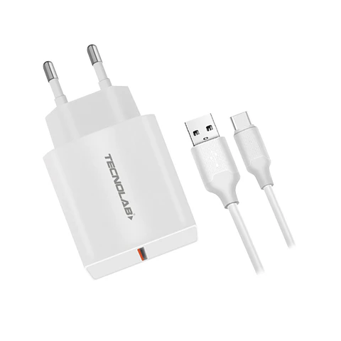 Cargador Rápido QC 3.0 + Cable USB a USB-C TL046W Tecnolab