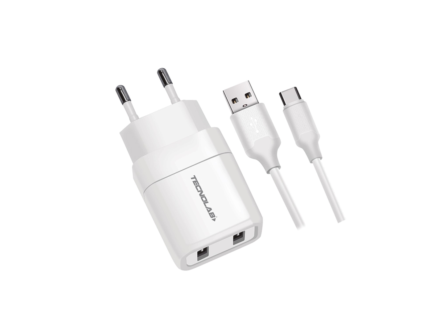 Cargador Pared 2 puertos USB + Cable USB-C TL044W Tecnolab 1