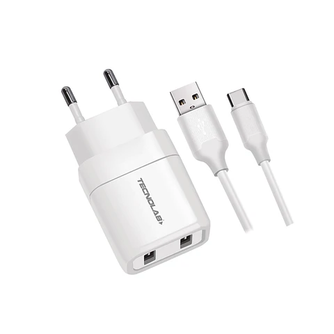 Cargador Pared 2 puertos USB + Cable USB-C TL044W Tecnolab