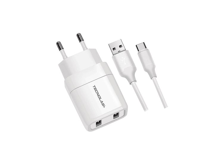 Cargador Pared 2 puertos USB + Cable USB-C TL044W Tecnolab 1