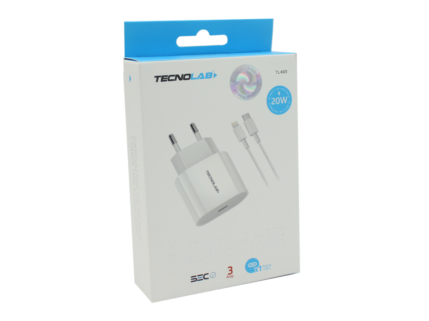 Cargador de Pared 20W + Cable USB-C a LTNG TL465 Tecnolab 4