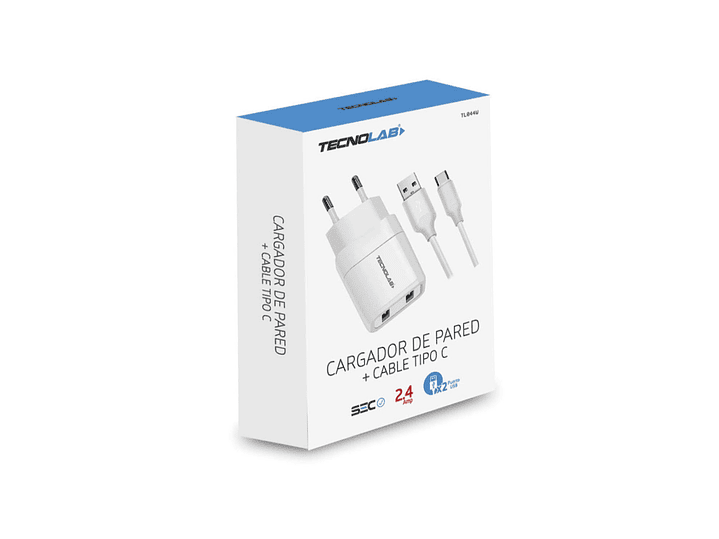 Cargador Pared 2 puertos USB + Cable USB-C TL044W Tecnolab 4