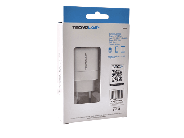 Cargador de Pared 12W + Cable USB a USB-C TL043W Tecnolab 4