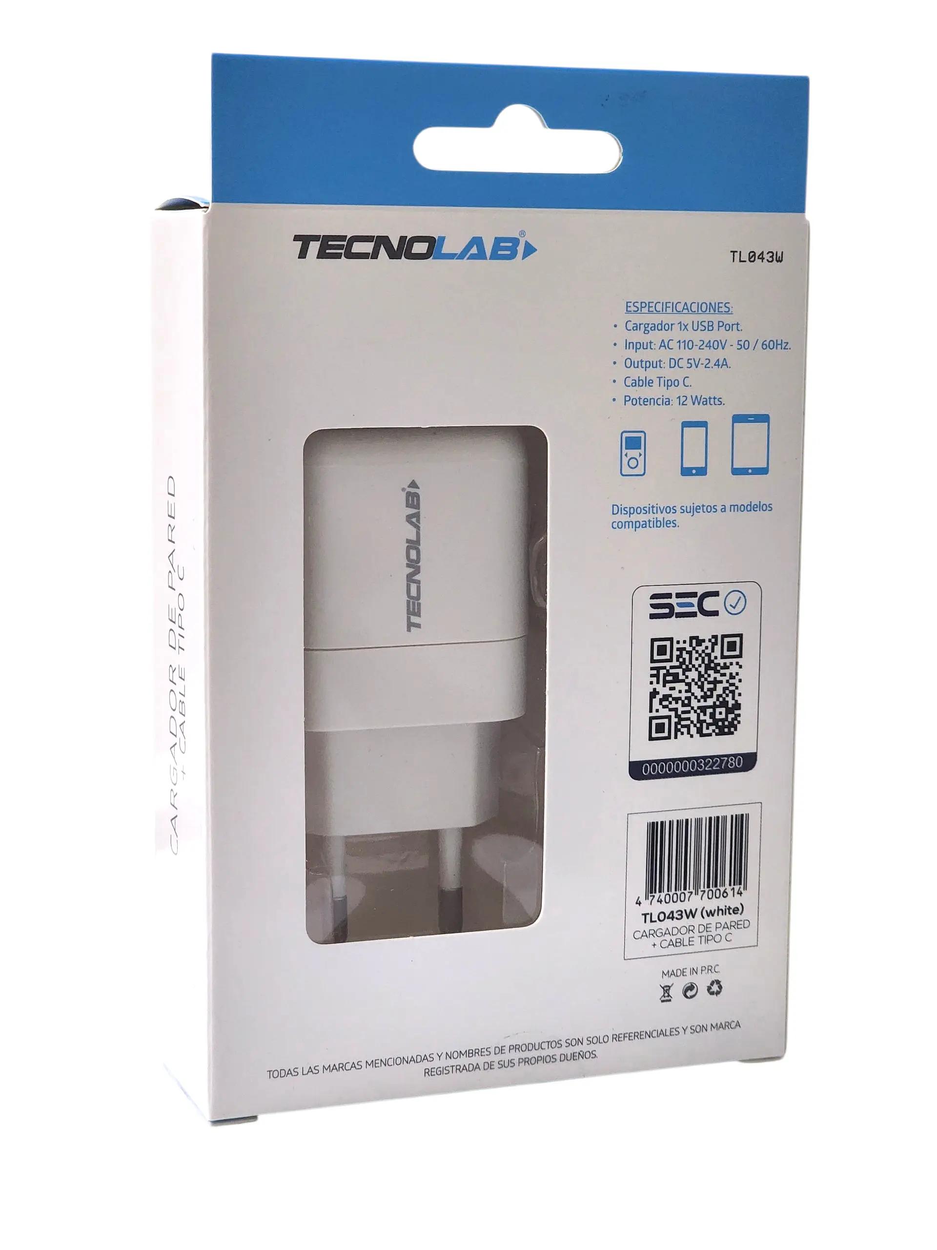 Cargador de Pared 12W + Cable USB a USB-C TL043W Tecnolab 4