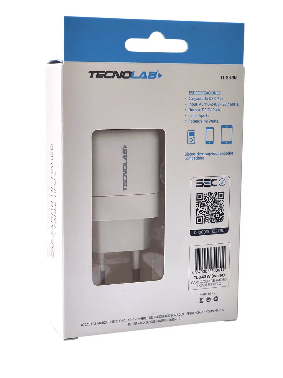 Cargador de Pared 12W + Cable USB a USB-C TL043W Tecnolab 4