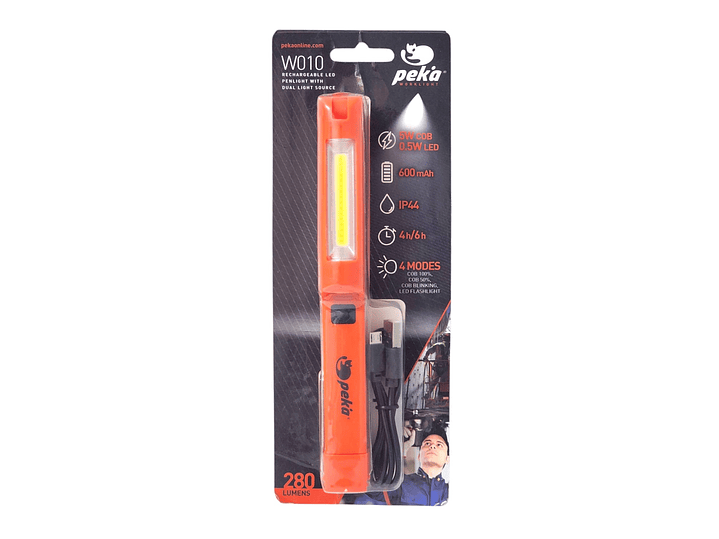 Linterna Lápiz Recargable Doble Luz Magnética W010 Peka 8