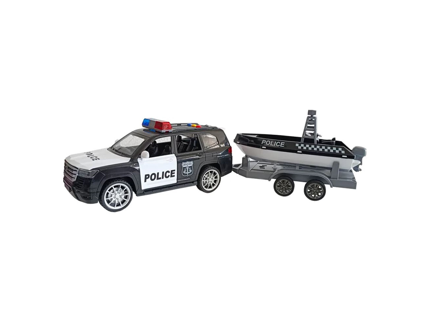 Juguete Camioneta Policía Fricción Lancha Luz Sonido DBG1667 1