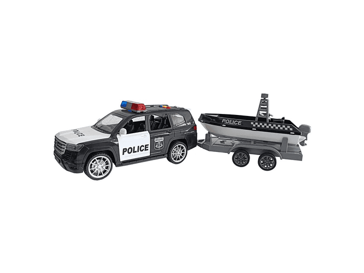 Juguete Camioneta Policía Fricción Lancha Luz Sonido DBG1667 1