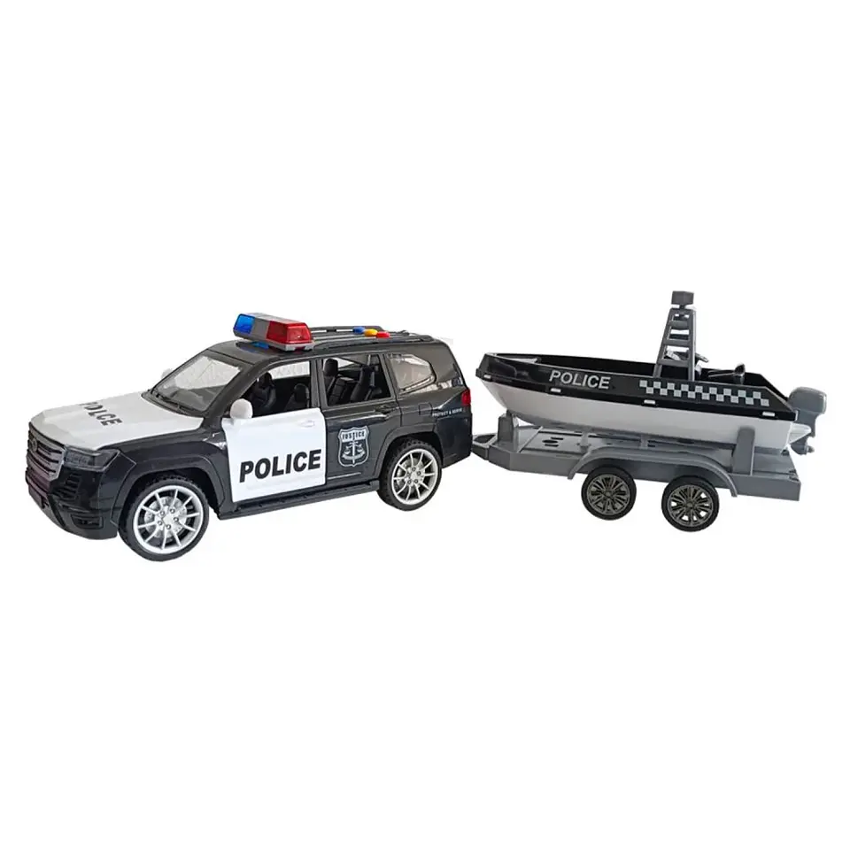 Juguete Camioneta Policía Fricción Lancha Luz Sonido DBG1667 1