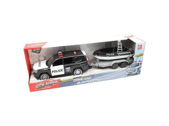Juguete Camioneta Policía Fricción Lancha Luz Sonido DBG1667 4
