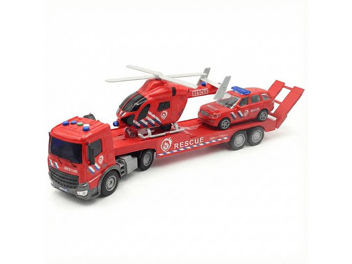Set Camión Helicóptero Auto Rescate Sonido Fricción DGB1670 1