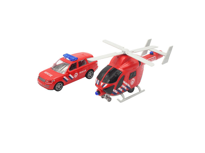 Set Camión Helicóptero Auto Rescate Sonido Fricción DGB1670 2