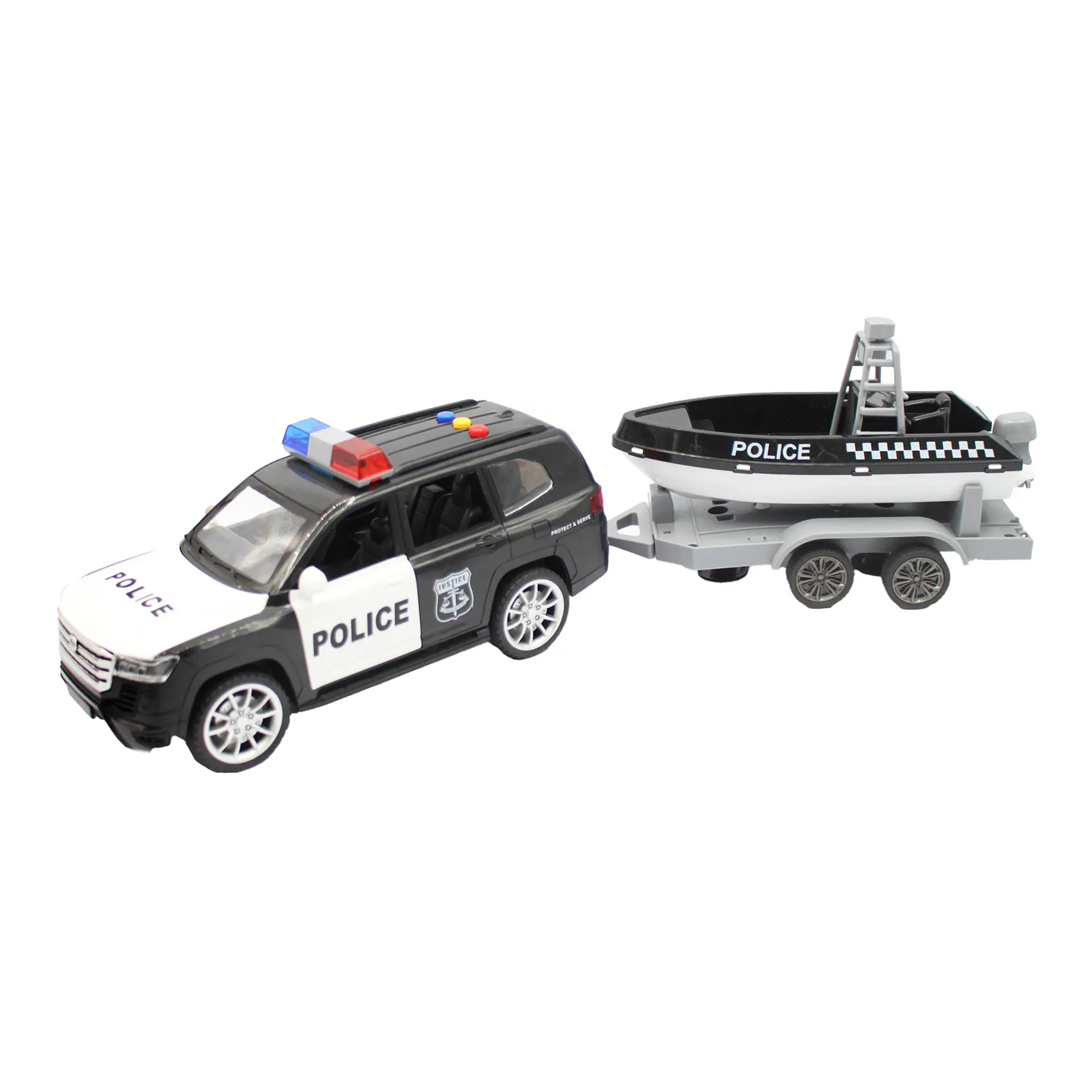 Juguete Camioneta Policía Fricción Lancha Luz Sonido DBG1667 6