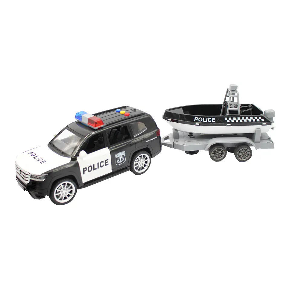 Juguete Camioneta Policía Fricción Lancha Luz Sonido DBG1667 6