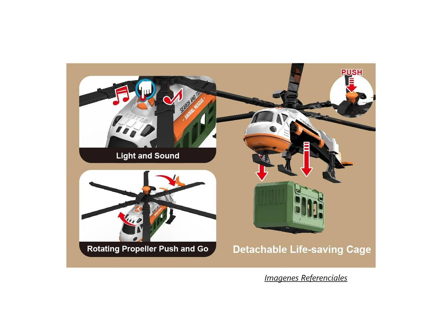 Juguete Helicóptero Transp Dinosaurio Sonido Rescate DBG1672 4