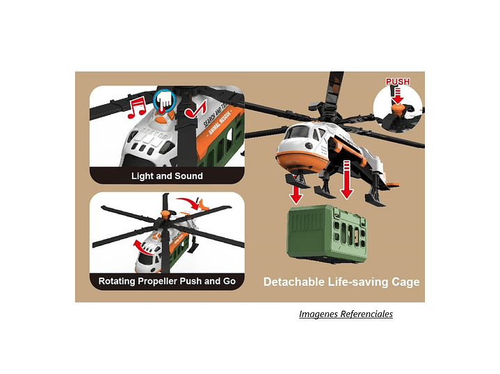Juguete Helicóptero Transp Dinosaurio Sonido Rescate DBG1672 4