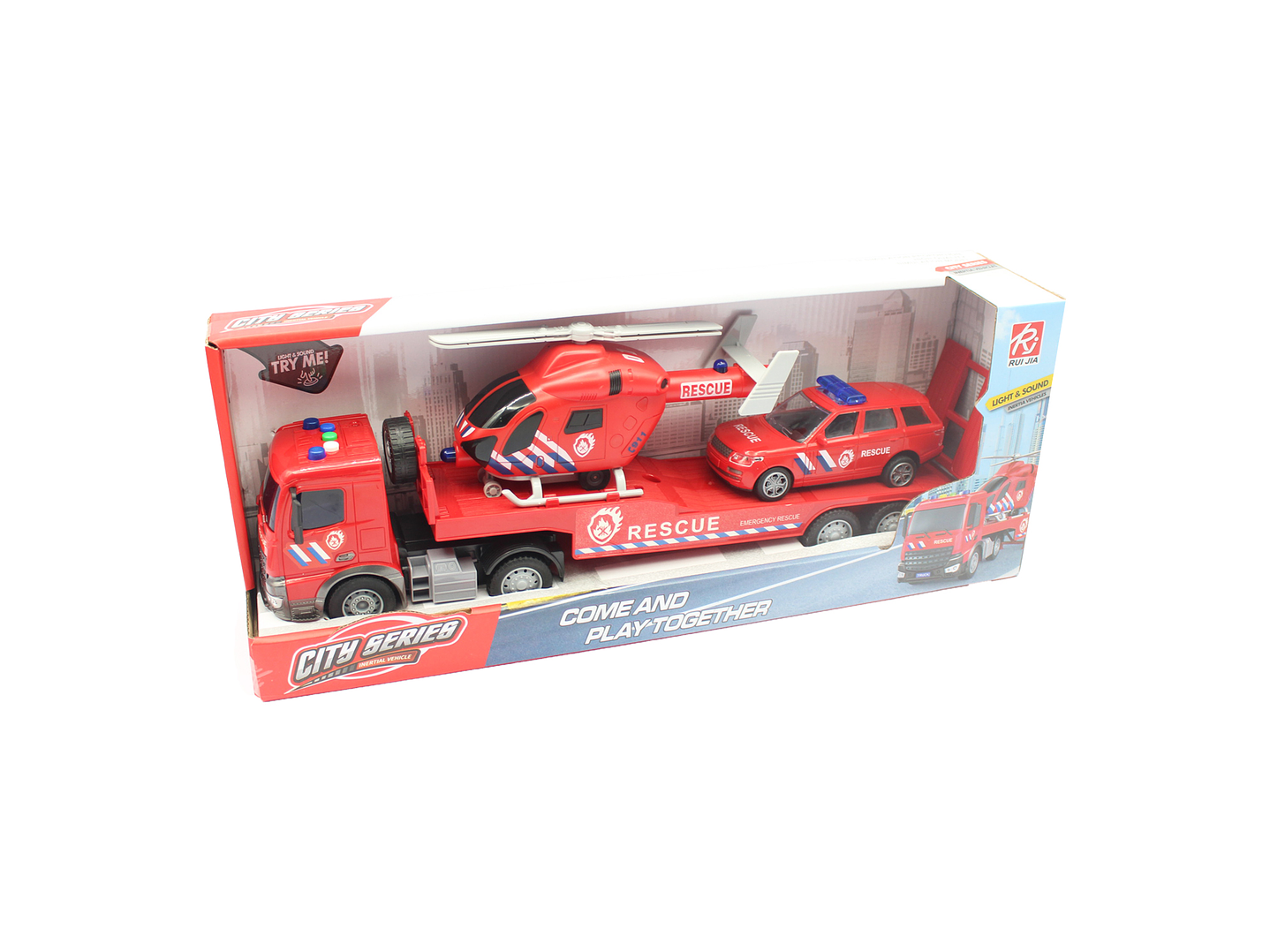 Set Camión Helicóptero Auto Rescate Sonido Fricción DGB1670 6