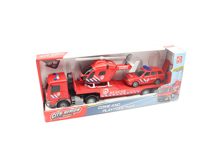 Set Camión Helicóptero Auto Rescate Sonido Fricción DGB1670 6