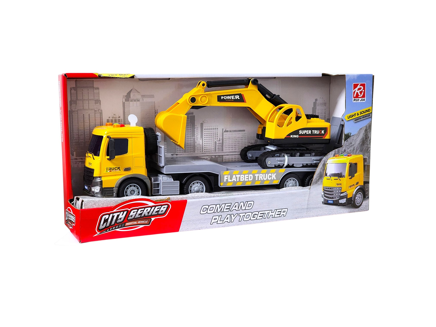 Juguete Camión Plataforma Y Excavadora Luz Sonido DBG1679 5