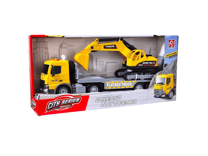 Juguete Camión Plataforma Y Excavadora Luz Sonido DBG1679 5