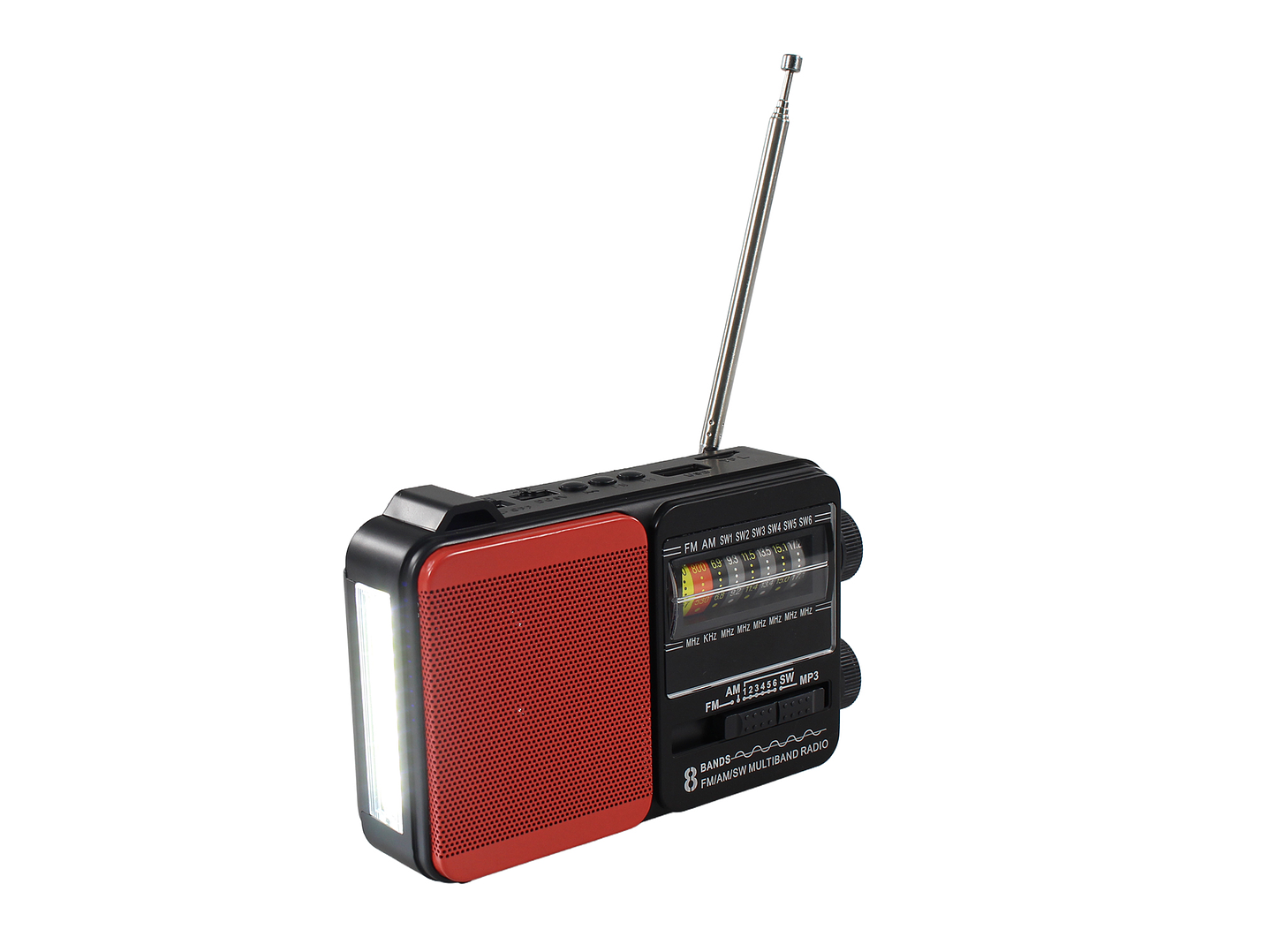 Radio Portátil Solar AM FM SW LED 15W TL653R Tecnolab Rojo 3