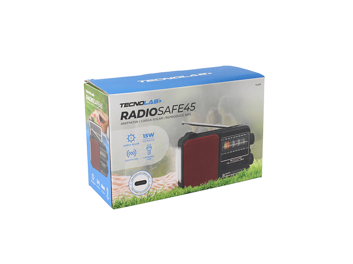 Radio Portátil Solar AM FM SW LED 15W TL653R Tecnolab Rojo 5