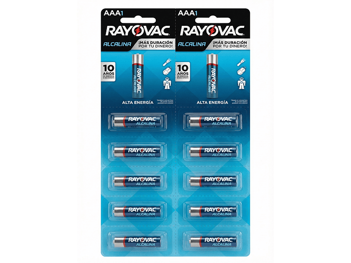 Pack 10 Pilas Rayovac AAA Alcalinas 1.5V Tira Prepicada 1
