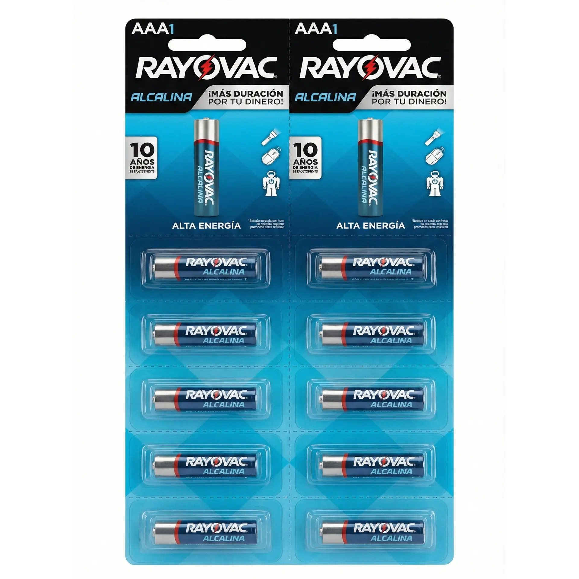 Pack 10 Pilas Rayovac AAA Alcalinas 1.5V Tira Prepicada 1