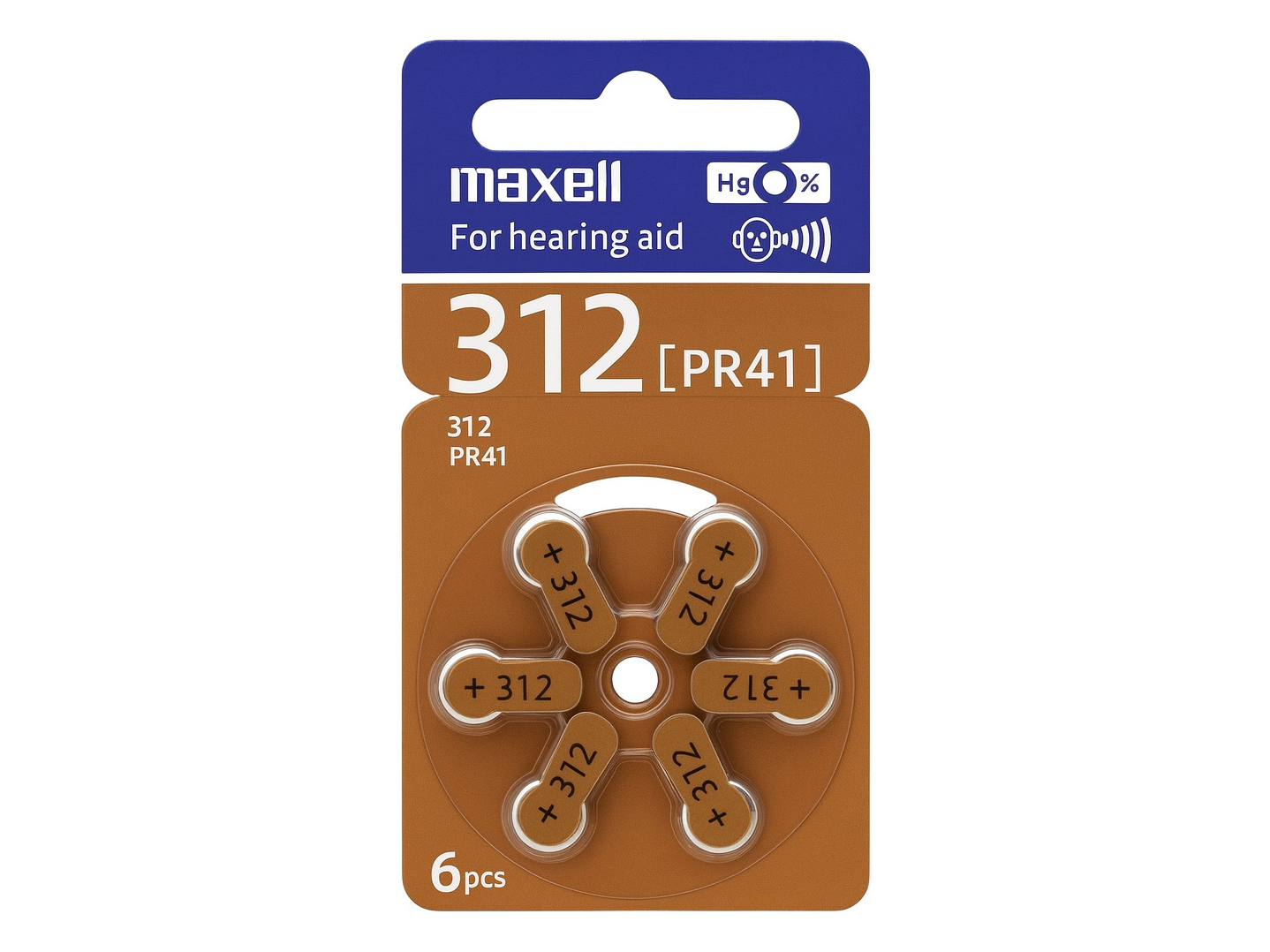 Pack 6 Pilas Para Audífonos Maxell 312 Auditivas 1