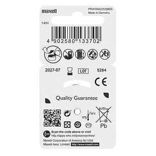 Pack 6 Pilas Para Audífonos Maxell 312 Auditivas