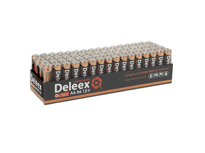 Pack 60 Pilas Deleex Gold AA Carbon Battery R6 1