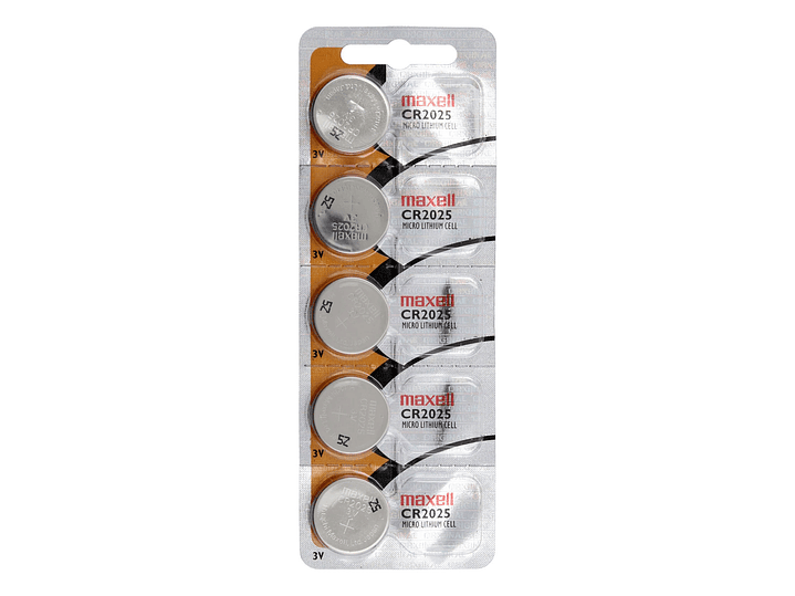 Pack 5 Pilas CR 2025 3v Maxell Tipo Botón Holograma 1