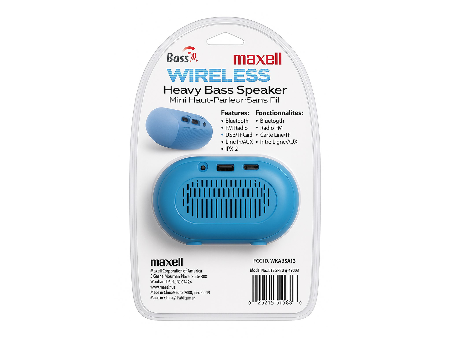 Parlante Maxell Bass13 Bluetooth Fm Radio Ipx-2 Azul 4