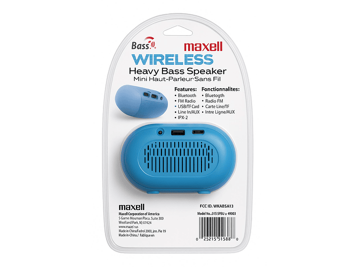 Parlante Maxell Bass13 Bluetooth Fm Radio Ipx-2 Azul 4