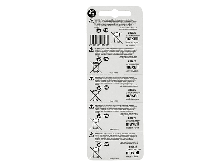 Pack 5 Pilas CR 2025 3v Maxell Tipo Botón Holograma 3