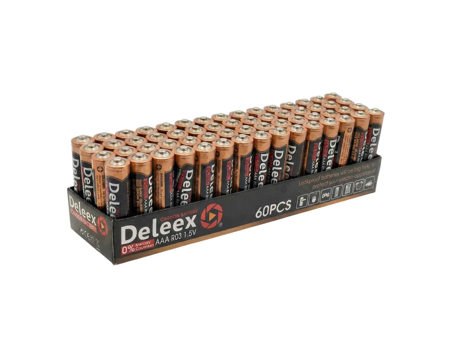 Pack 60 Pilas Deleex Gold AAA Carbon Battery R03 1