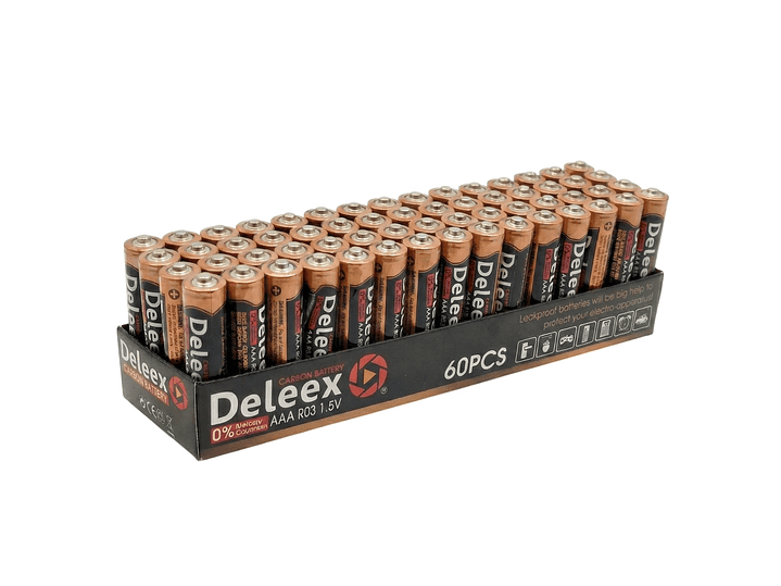 Pack 60 Pilas Deleex Gold AAA Carbon Battery R03 1
