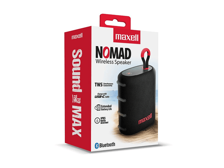 Parlante Bluetooth Portátil Maxell Nomad Tws 15 Hr Ipx5 Negro 2