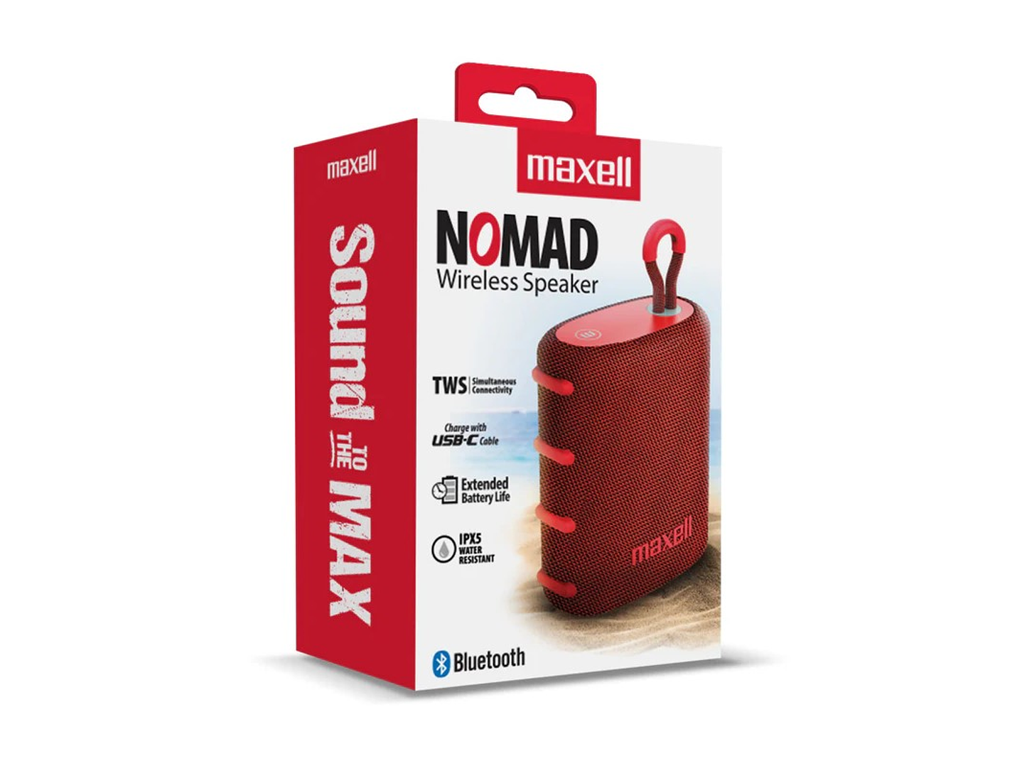 Parlante Bluetooth Portátil Maxell Nomad Tws 15 Hr Ipx5 Rojo 2