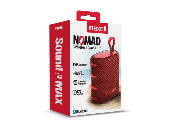Parlante Bluetooth Portátil Maxell Nomad Tws 15 Hr Ipx5 Rojo 2