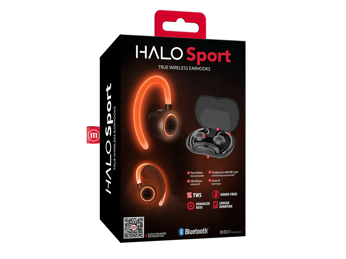 Audífonos Deportivos Inalámbricos Bt Maxell Tws Halo con Iluminación 3