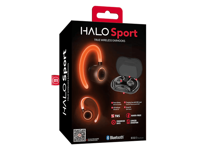 Audífonos Deportivos Inalámbricos Bt Maxell Tws Halo con Iluminación 3