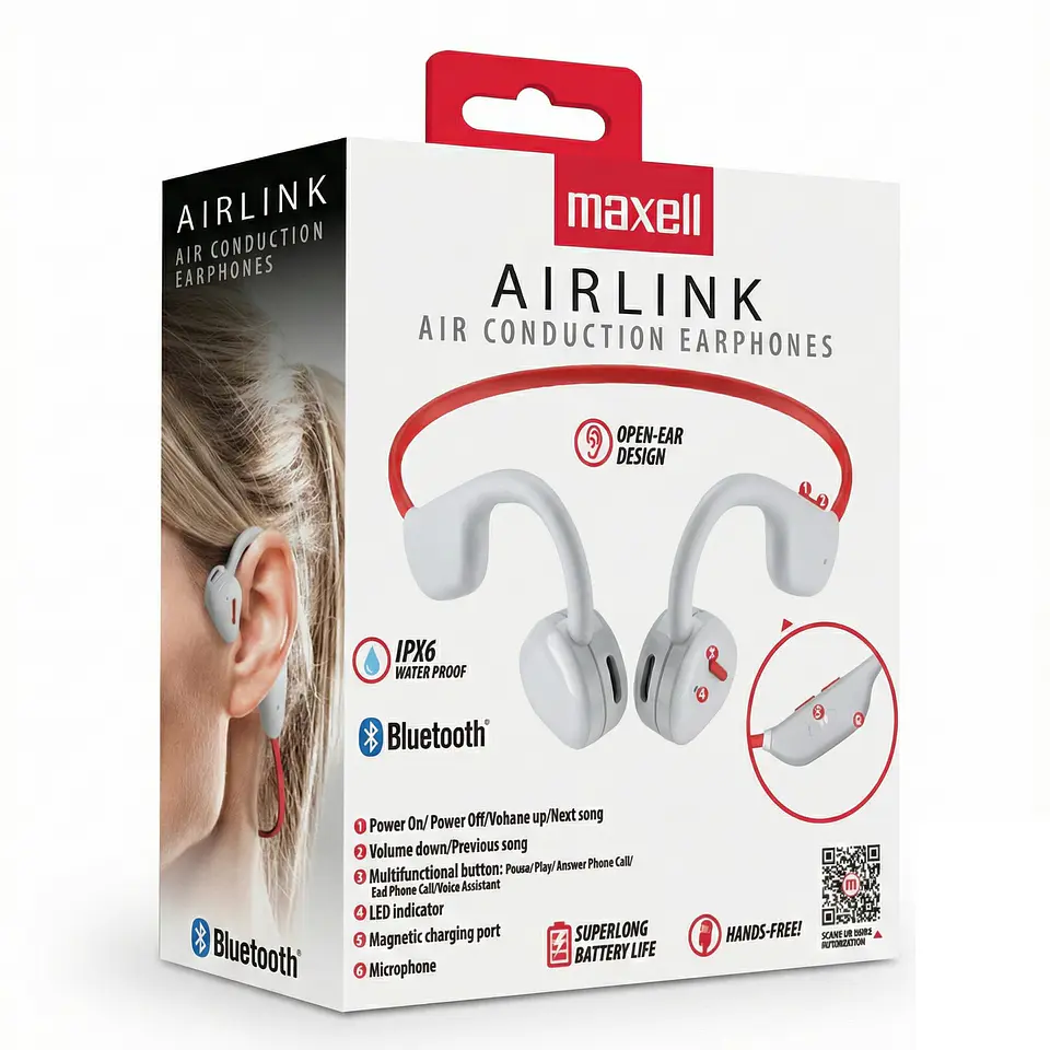 Audífonos Deportivos Maxell Airlink Bluetooth Ipx5 7 Horas Gris 2