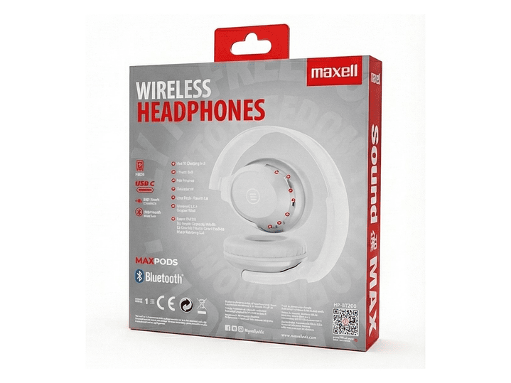 Audífonos Inalámbricos Maxell BT HP-BT200 30 Horas Blanco 3