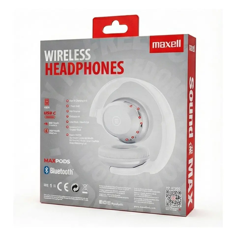 Audífonos Inalámbricos Maxell BT HP-BT200 30 Horas Blanco 3